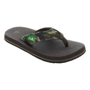 Sanuk Kids Green Camo Flip Flops Size 1-2 NEW